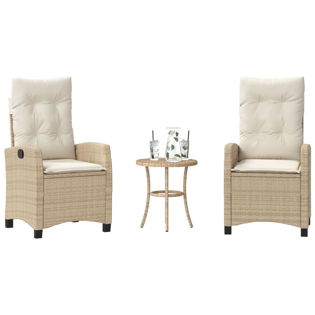 3-delige Bistroset met kussens poly rattan beige is nu te koop bij PeponiXL, paradijselijk wonen!