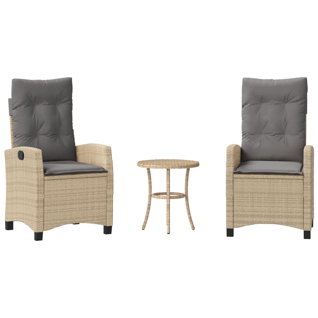 3-delige Bistroset met kussens poly rattan gemengd beige is nu te koop bij PeponiXL, paradijselijk wonen!
