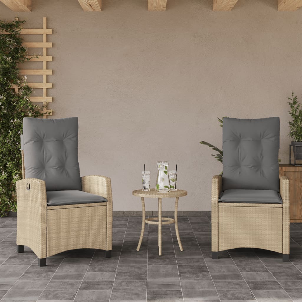 3-delige Bistroset met kussens poly rattan gemengd beige is nu te koop bij PeponiXL, paradijselijk wonen!