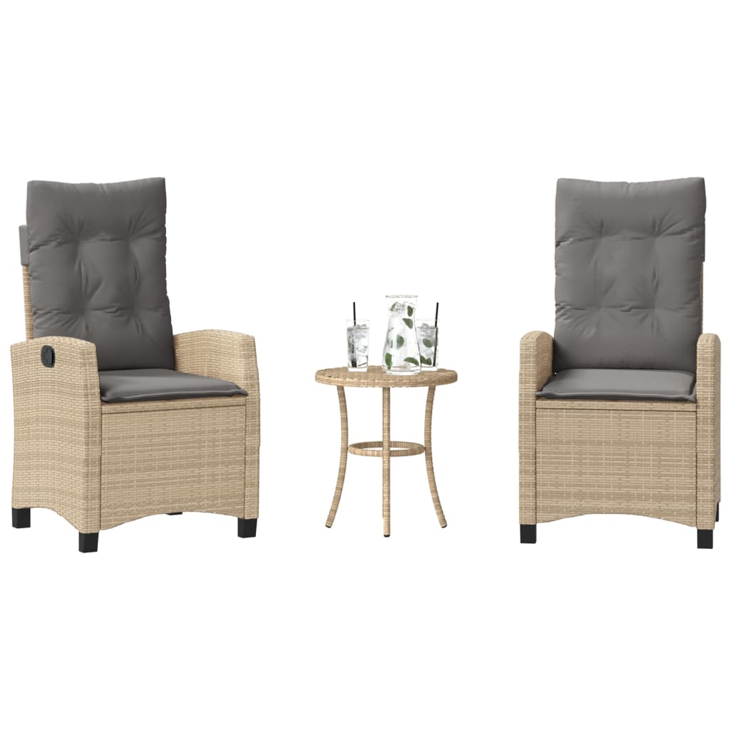 3-delige Bistroset met kussens poly rattan gemengd beige is nu te koop bij PeponiXL, paradijselijk wonen!