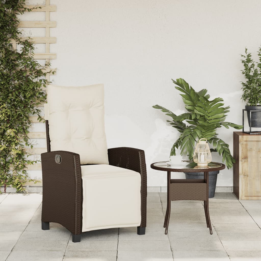 Tuinstoel verstelbaar met voetensteun poly rattan bruin is nu te koop bij PeponiXL, paradijselijk wonen!