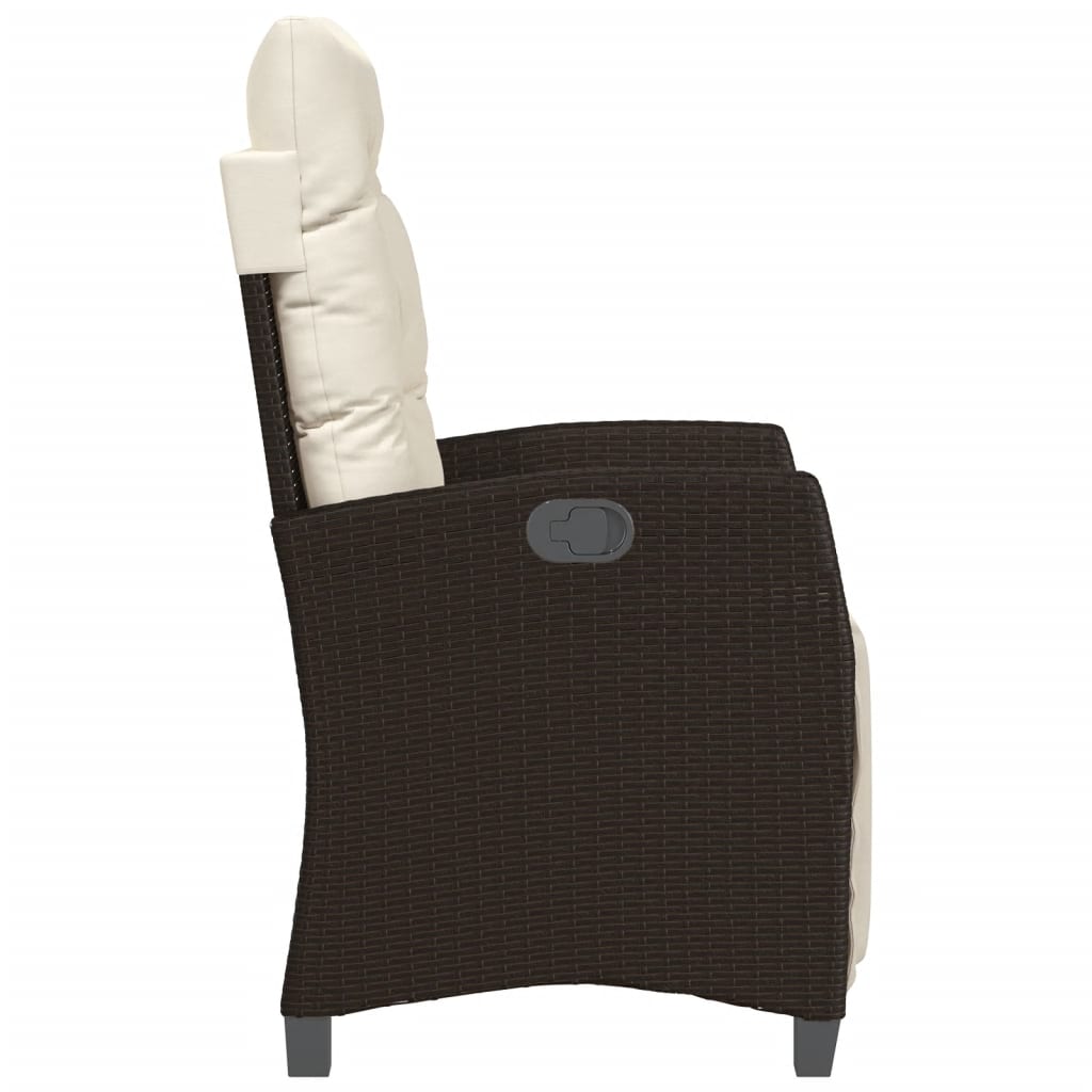 Tuinstoel verstelbaar met voetensteun poly rattan bruin is nu te koop bij PeponiXL, paradijselijk wonen!