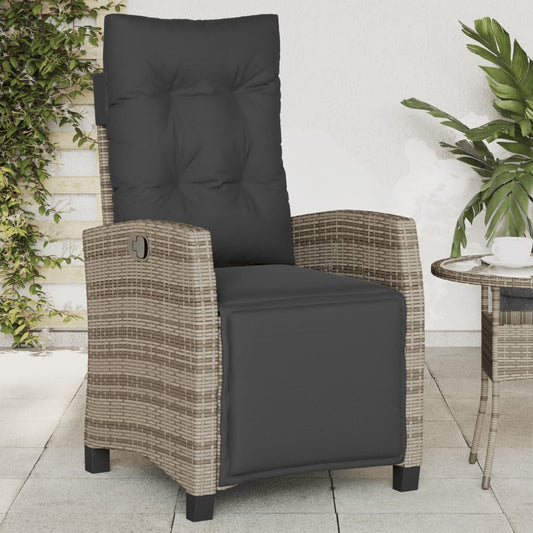 Tuinstoel verstelbaar met voetensteun poly rattan grijs is nu te koop bij PeponiXL, paradijselijk wonen!