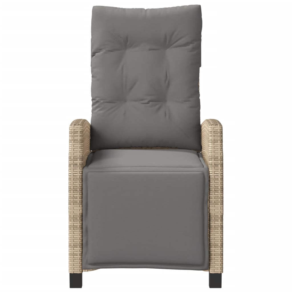 Tuinstoel verstelbaar met voetensteun poly rattan gemengd beige is nu te koop bij PeponiXL, paradijselijk wonen!