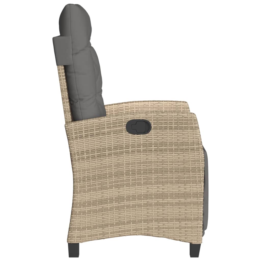 Tuinstoel verstelbaar met voetensteun poly rattan gemengd beige is nu te koop bij PeponiXL, paradijselijk wonen!