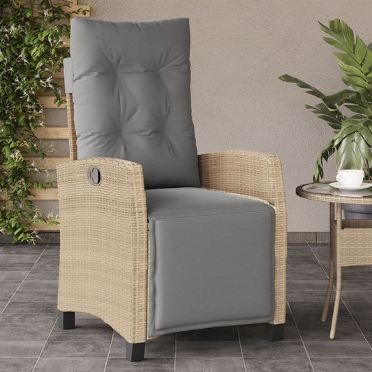 Tuinstoel verstelbaar met voetensteun poly rattan gemengd beige is nu te koop bij PeponiXL, paradijselijk wonen!