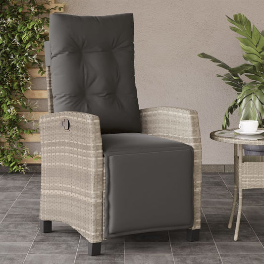 Tuinstoel verstelbaar met voetensteun poly rattan lichtgrijs is nu te koop bij PeponiXL, paradijselijk wonen!