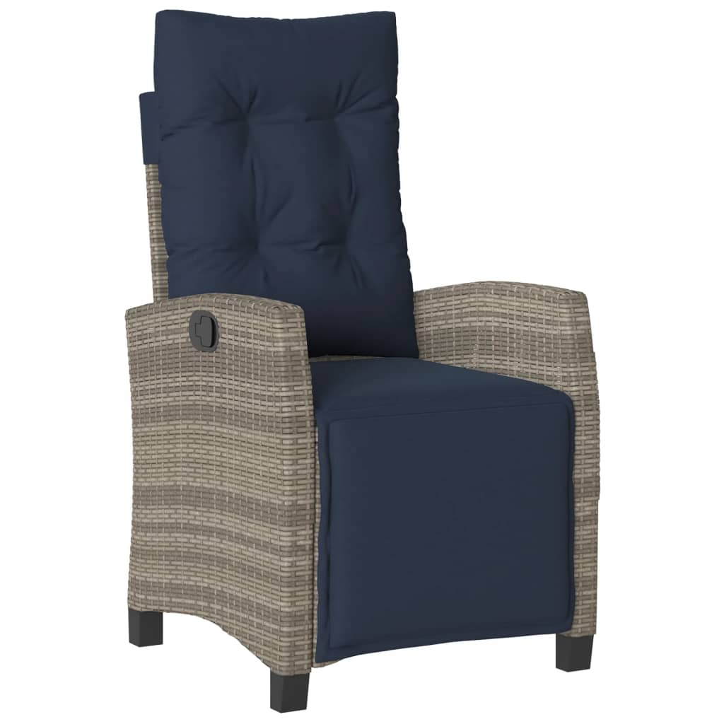 Tuinstoel verstelbaar met voetensteun poly rattan grijs is nu te koop bij PeponiXL, paradijselijk wonen!