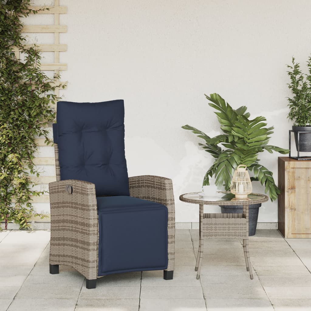Tuinstoel verstelbaar met voetensteun poly rattan grijs is nu te koop bij PeponiXL, paradijselijk wonen!