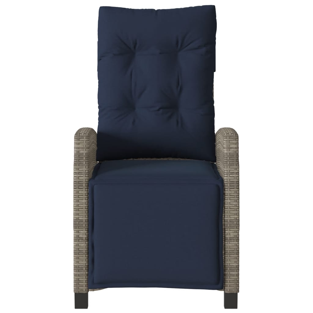 Tuinstoel verstelbaar met voetensteun poly rattan grijs is nu te koop bij PeponiXL, paradijselijk wonen!