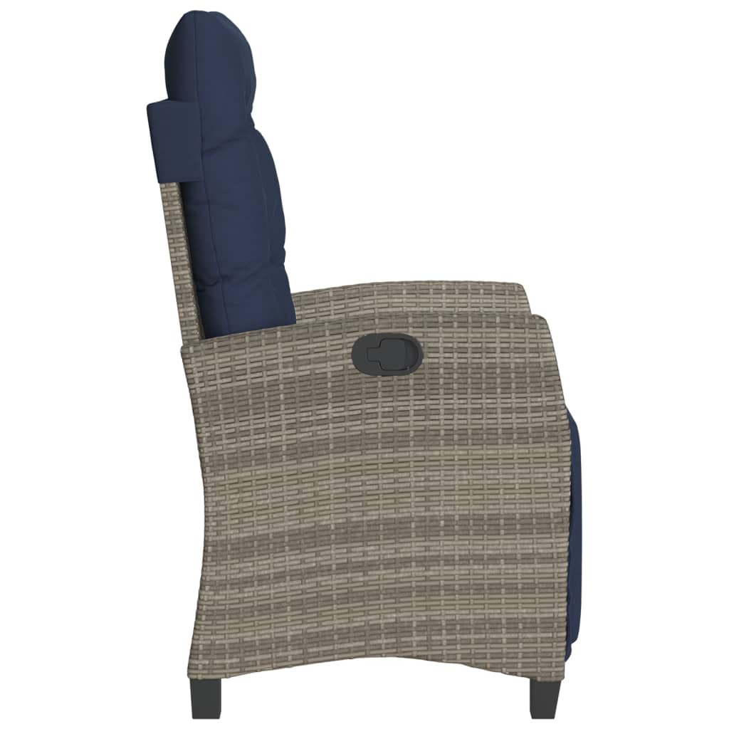 Tuinstoel verstelbaar met voetensteun poly rattan grijs is nu te koop bij PeponiXL, paradijselijk wonen!