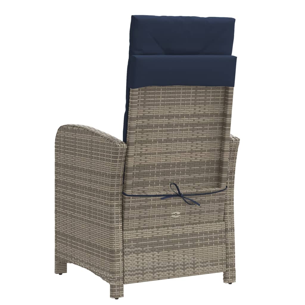Tuinstoel verstelbaar met voetensteun poly rattan grijs is nu te koop bij PeponiXL, paradijselijk wonen!