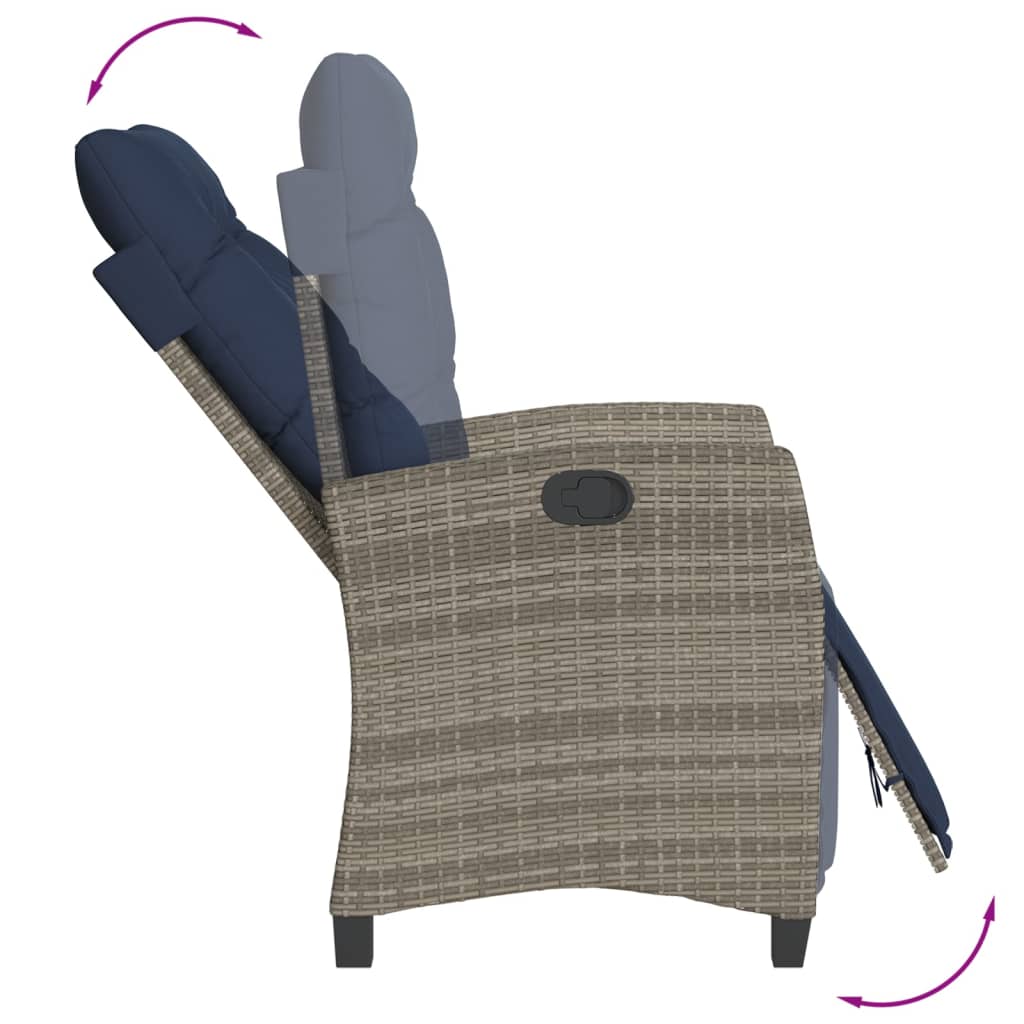 Tuinstoel verstelbaar met voetensteun poly rattan grijs is nu te koop bij PeponiXL, paradijselijk wonen!
