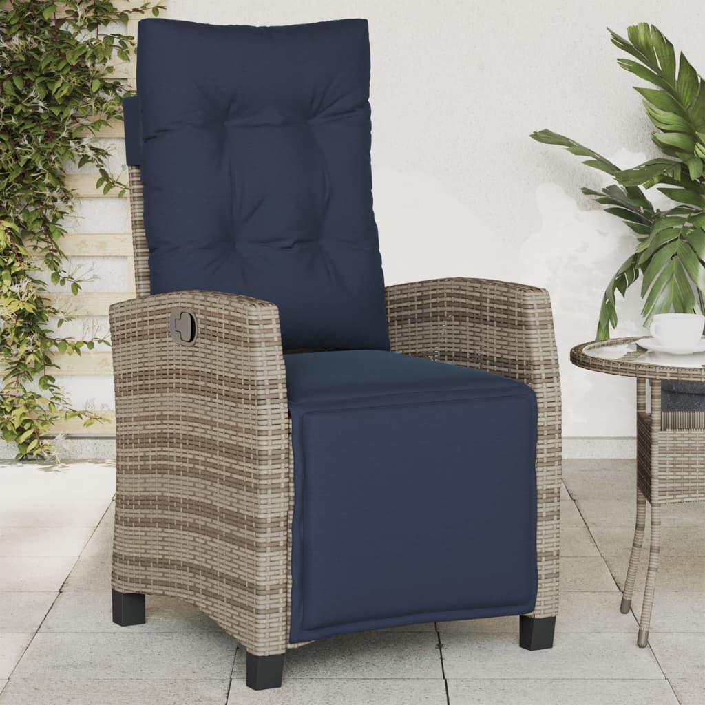 Tuinstoel verstelbaar met voetensteun poly rattan grijs is nu te koop bij PeponiXL, paradijselijk wonen!