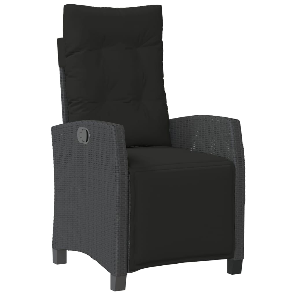 Tuinstoelen 2 st verstelbaar met voetensteun poly rattan zwart is nu te koop bij PeponiXL, paradijselijk wonen!