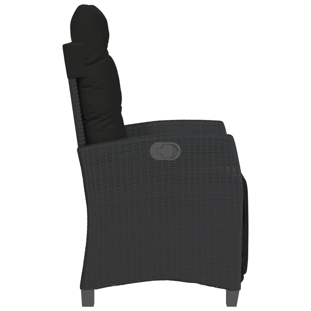 Tuinstoelen 2 st verstelbaar met voetensteun poly rattan zwart is nu te koop bij PeponiXL, paradijselijk wonen!