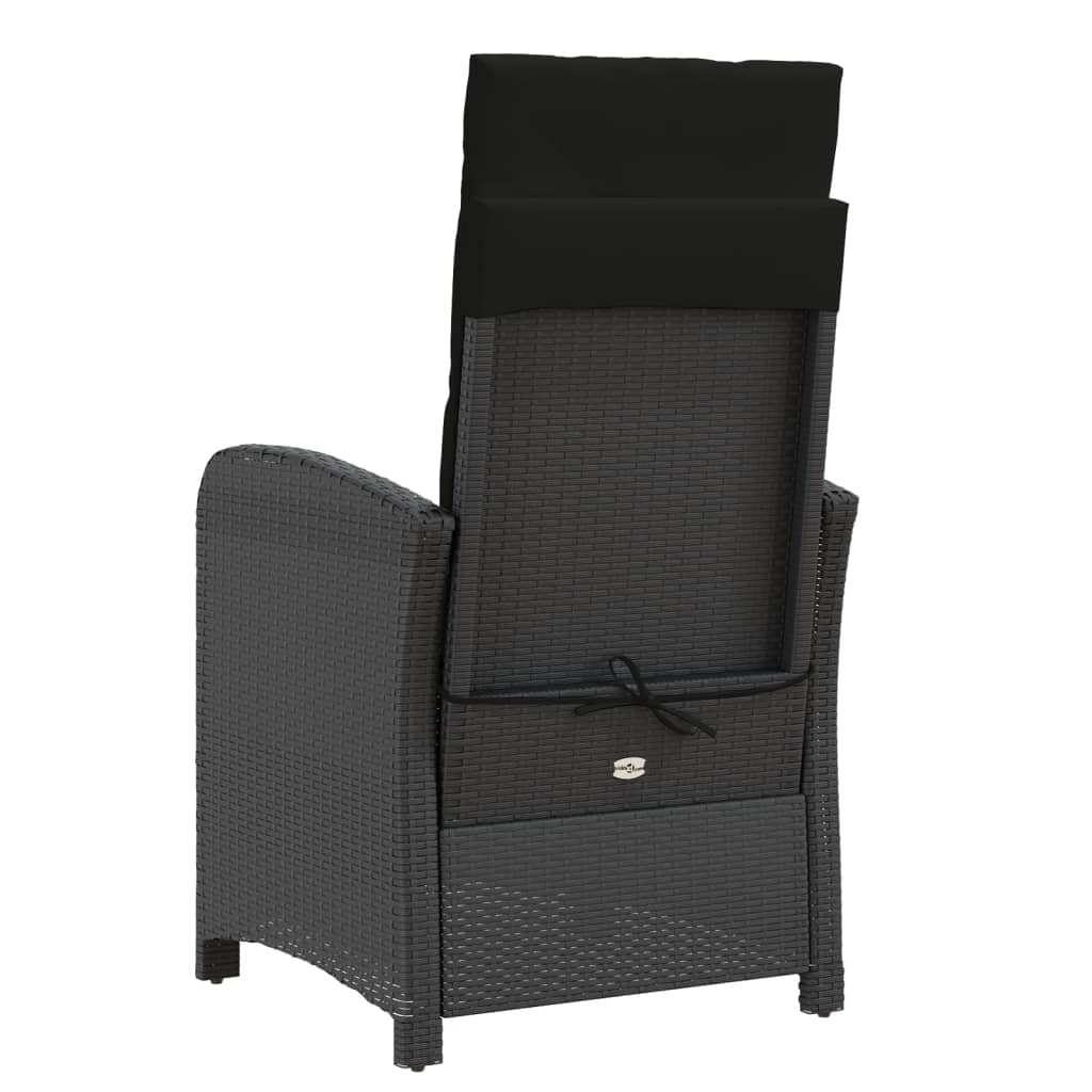 Tuinstoelen 2 st verstelbaar met voetensteun poly rattan zwart is nu te koop bij PeponiXL, paradijselijk wonen!