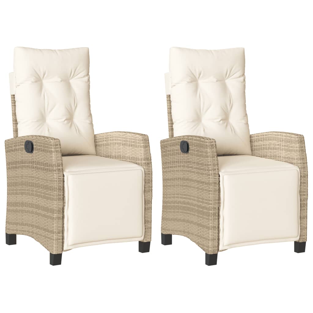 Tuinstoelen 2 st verstelbaar met voetensteun poly rattan beige is nu te koop bij PeponiXL, paradijselijk wonen!