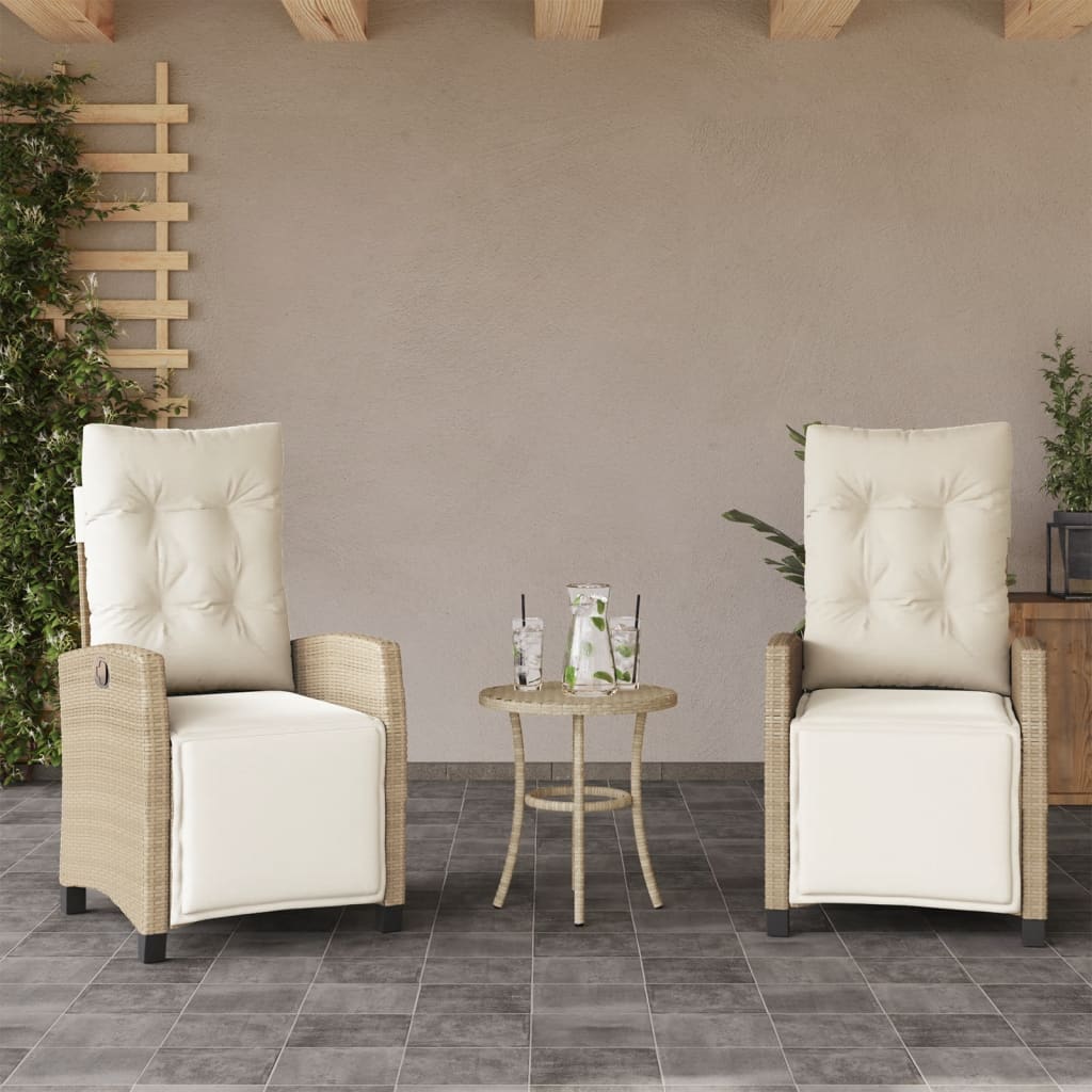 Tuinstoelen 2 st verstelbaar met voetensteun poly rattan beige is nu te koop bij PeponiXL, paradijselijk wonen!