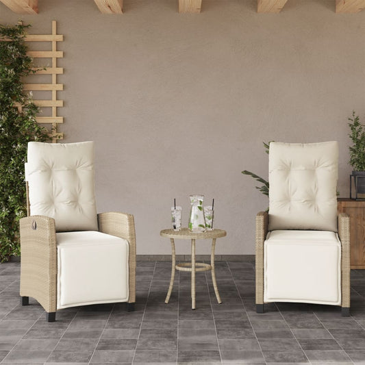Tuinstoelen 2 st verstelbaar met voetensteun poly rattan beige is nu te koop bij PeponiXL, paradijselijk wonen!
