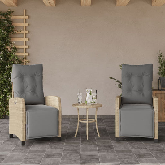 Tuinstoelen 2 st verstelbaar voetensteun poly rattan beige mix is nu te koop bij PeponiXL, paradijselijk wonen!