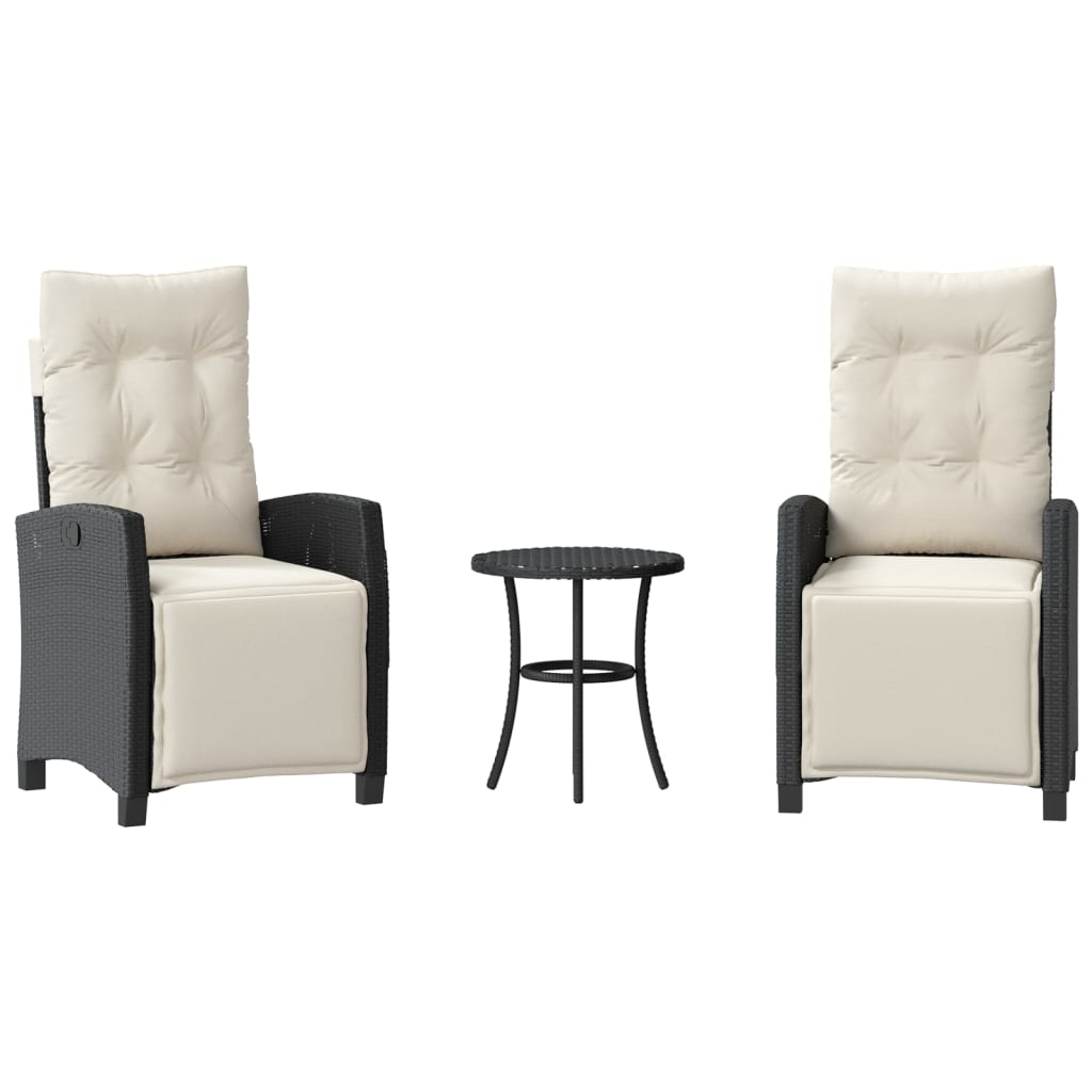 3-delige Bistroset met kussens poly rattan zwart is nu te koop bij PeponiXL, paradijselijk wonen!