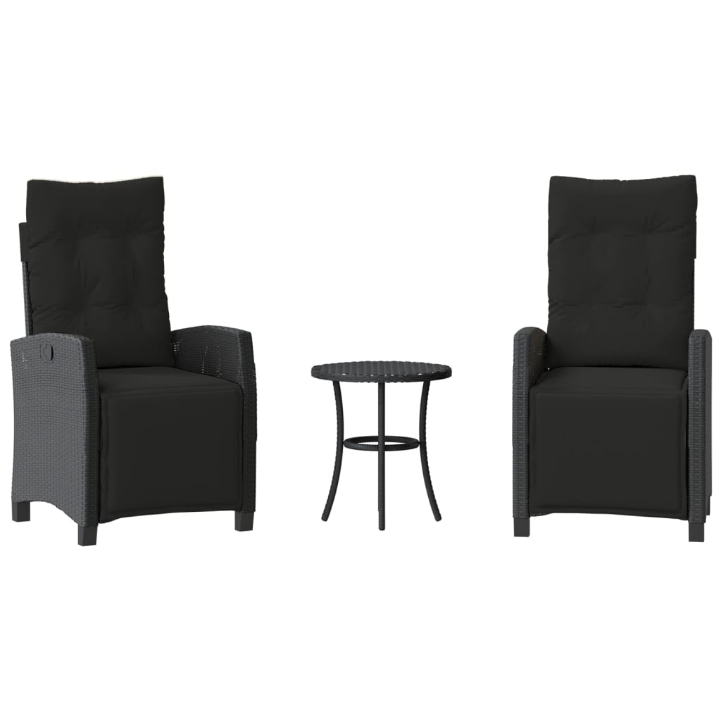 3-delige Bistroset met kussens poly rattan zwart is nu te koop bij PeponiXL, paradijselijk wonen!