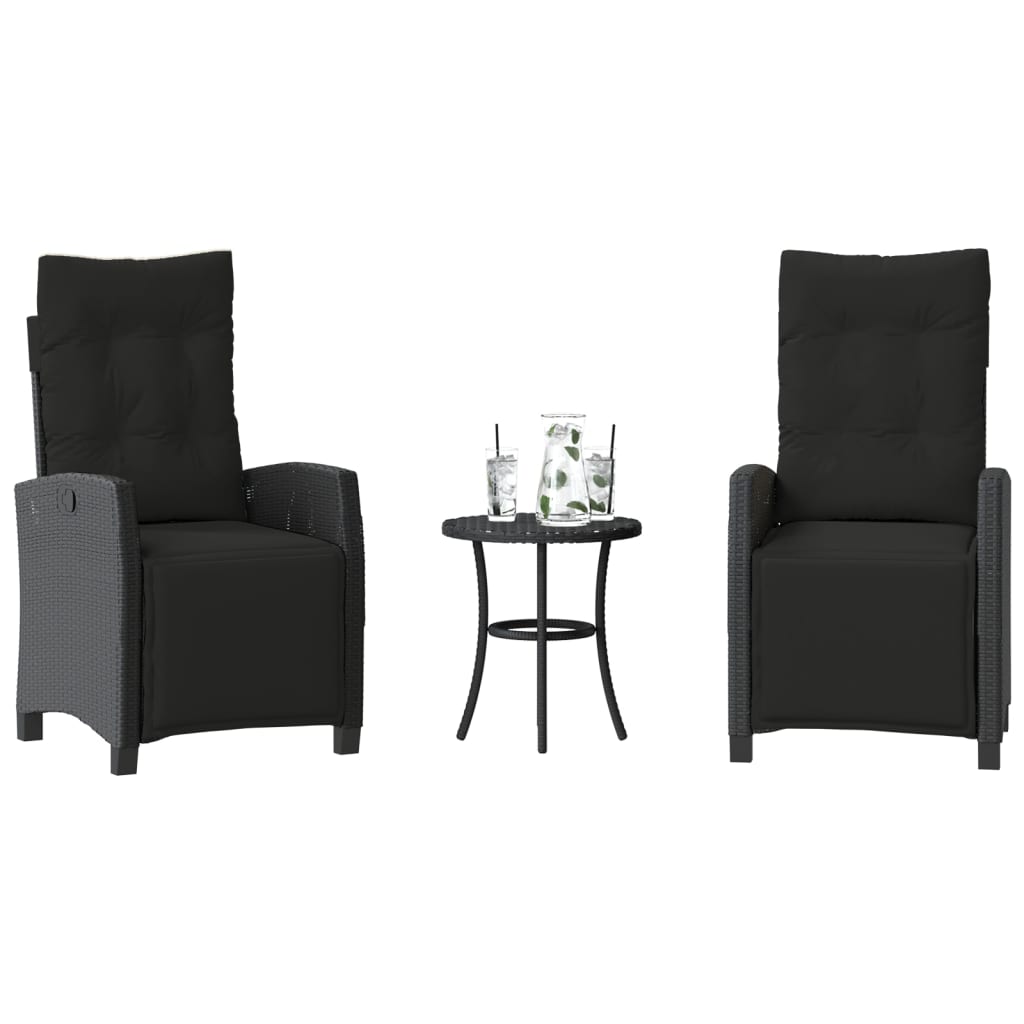3-delige Bistroset met kussens poly rattan zwart is nu te koop bij PeponiXL, paradijselijk wonen!