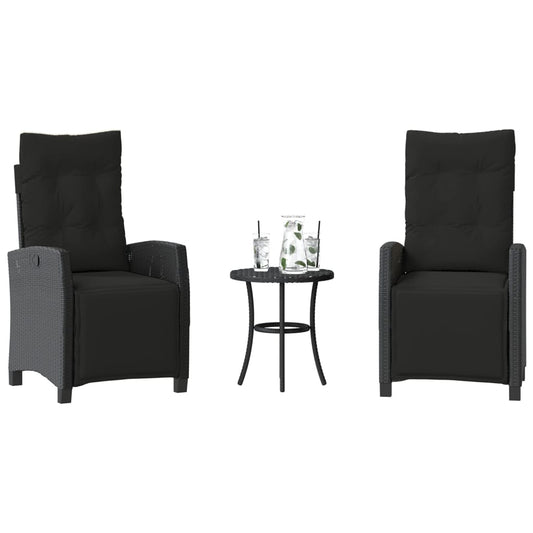 3-delige Bistroset met kussens poly rattan zwart is nu te koop bij PeponiXL, paradijselijk wonen!