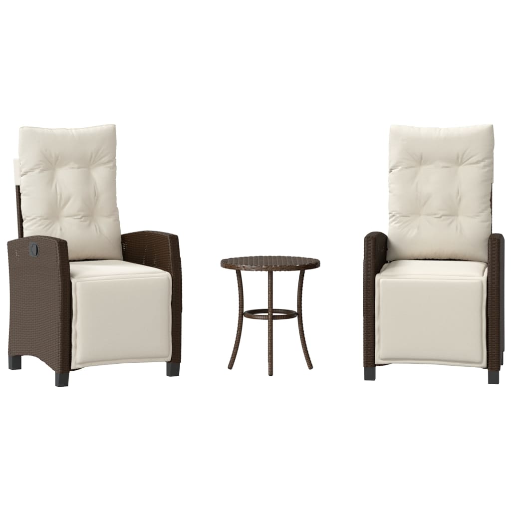3-delige Bistroset met kussens poly rattan bruin is nu te koop bij PeponiXL, paradijselijk wonen!