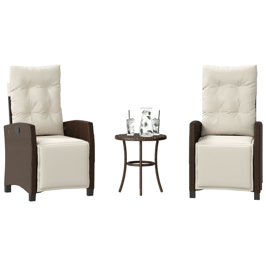 3-delige Bistroset met kussens poly rattan bruin is nu te koop bij PeponiXL, paradijselijk wonen!