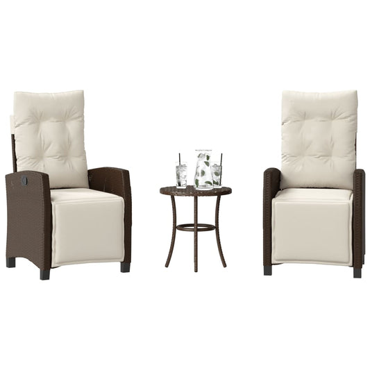 3-delige Bistroset met kussens poly rattan bruin is nu te koop bij PeponiXL, paradijselijk wonen!