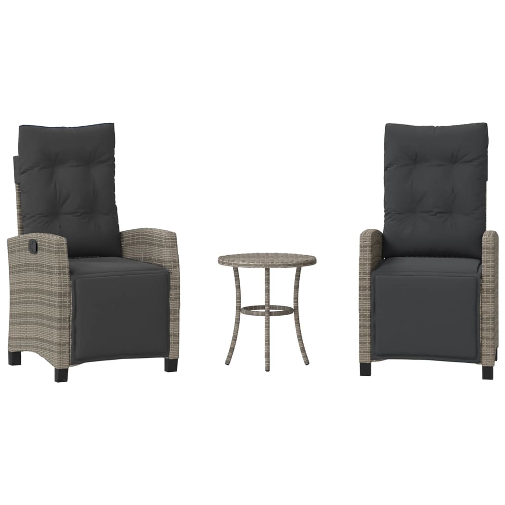 3-delige Bistroset met kussens poly rattan grijs is nu te koop bij PeponiXL, paradijselijk wonen!