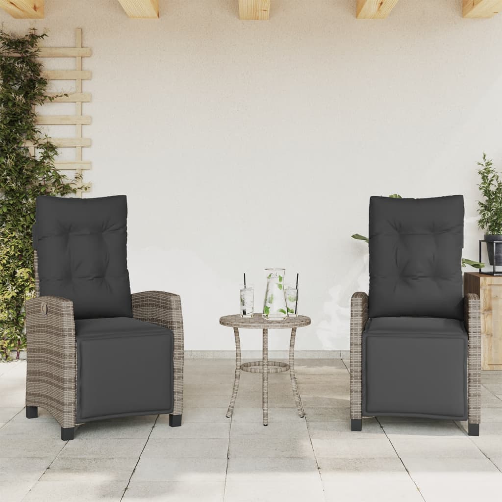 3-delige Bistroset met kussens poly rattan grijs is nu te koop bij PeponiXL, paradijselijk wonen!