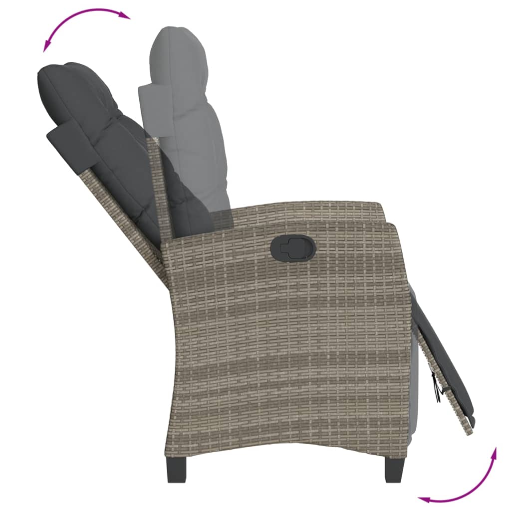3-delige Bistroset met kussens poly rattan grijs is nu te koop bij PeponiXL, paradijselijk wonen!