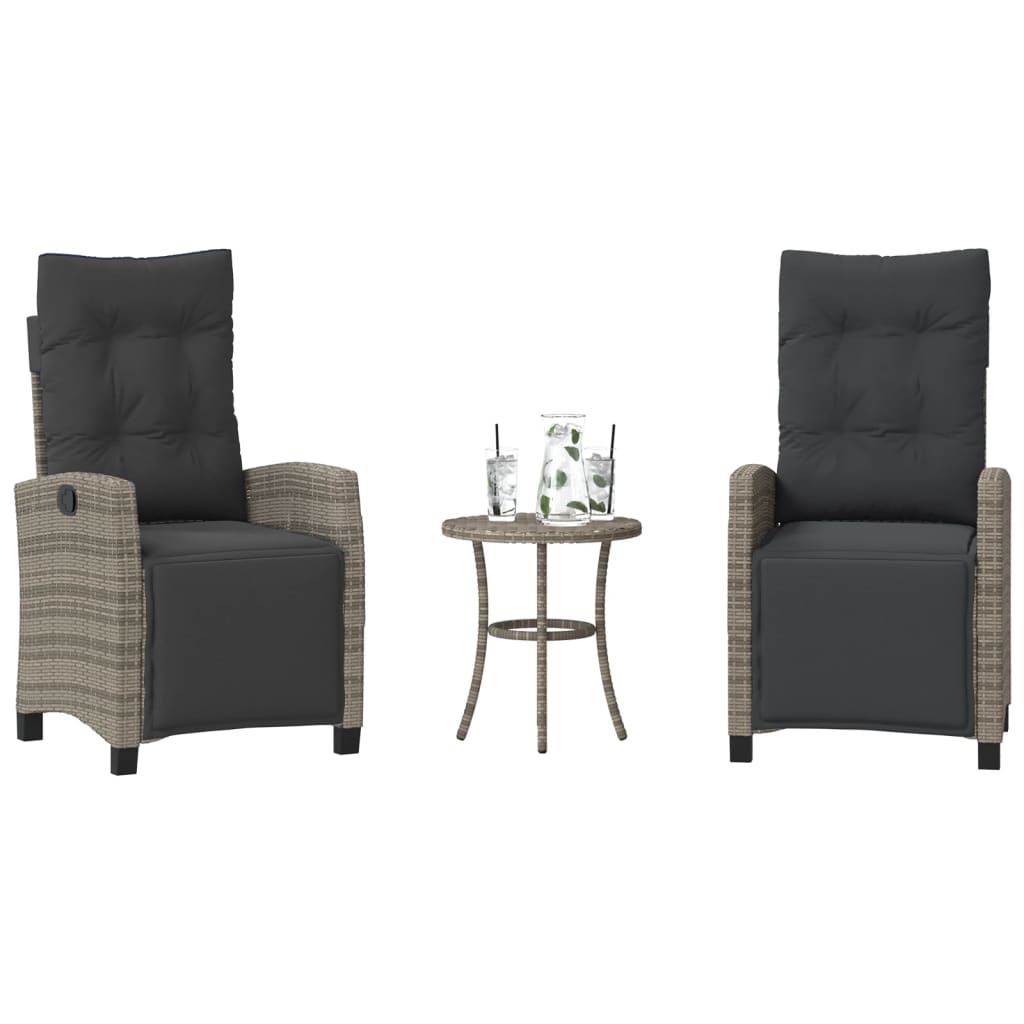 3-delige Bistroset met kussens poly rattan grijs is nu te koop bij PeponiXL, paradijselijk wonen!