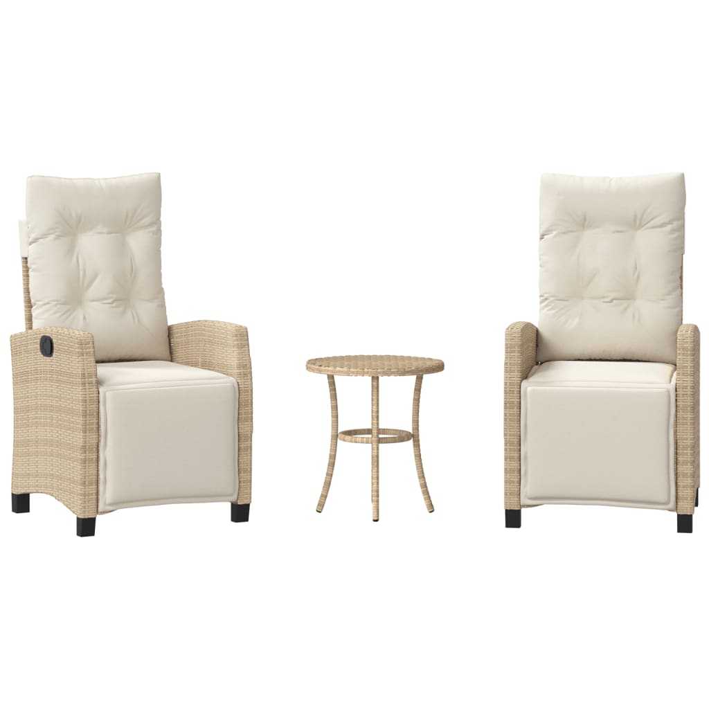 3-delige Bistroset met kussens poly rattan beige is nu te koop bij PeponiXL, paradijselijk wonen!
