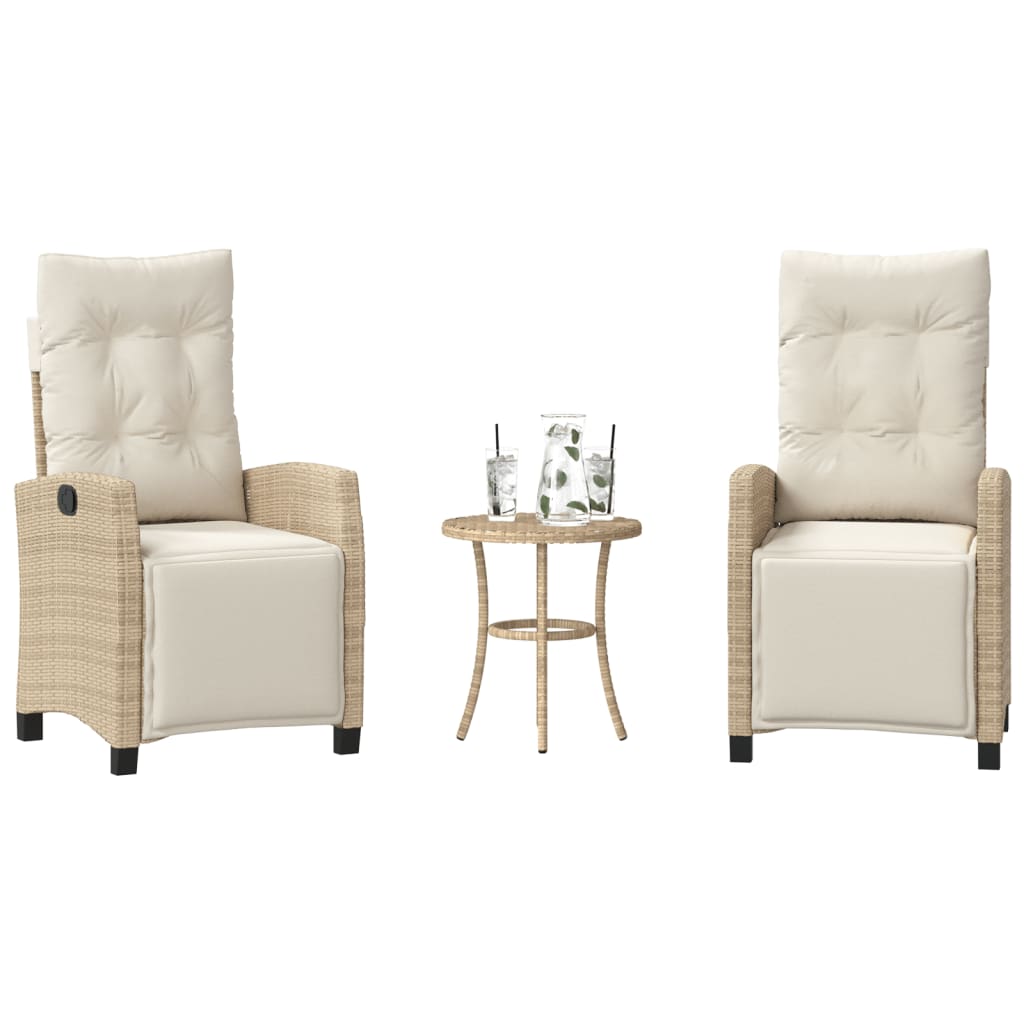 3-delige Bistroset met kussens poly rattan beige is nu te koop bij PeponiXL, paradijselijk wonen!