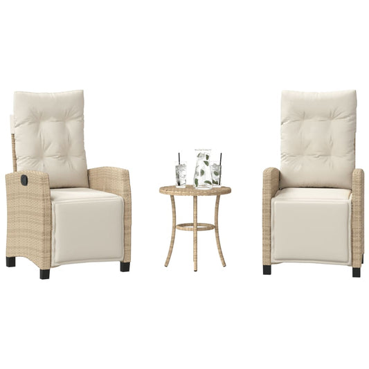 3-delige Bistroset met kussens poly rattan beige is nu te koop bij PeponiXL, paradijselijk wonen!