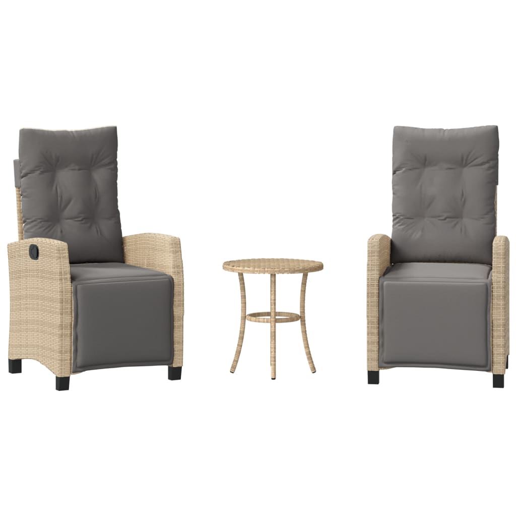 3-delige Bistroset met kussens poly rattan gemengd beige is nu te koop bij PeponiXL, paradijselijk wonen!