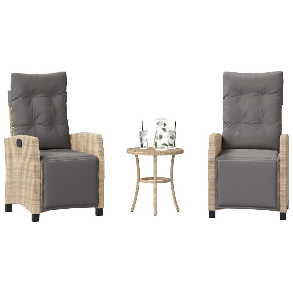 3-delige Bistroset met kussens poly rattan gemengd beige is nu te koop bij PeponiXL, paradijselijk wonen!