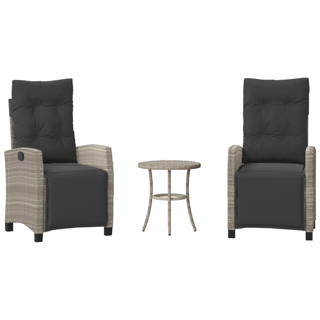 3-delige Bistroset met kussens poly rattan lichtgrijs is nu te koop bij PeponiXL, paradijselijk wonen!