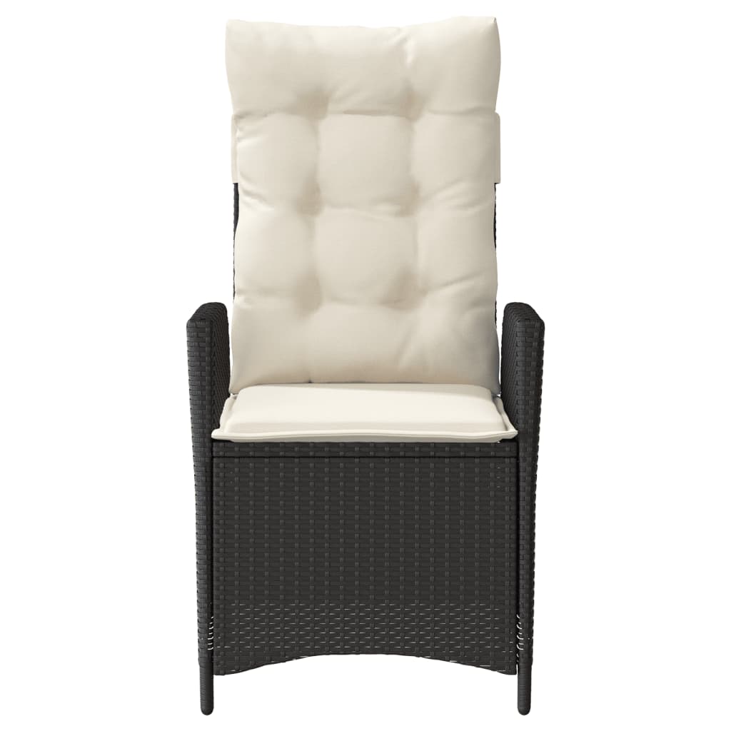 Tuinstoel verstelbaar met kussens poly rattan zwart is nu te koop bij PeponiXL, paradijselijk wonen!
