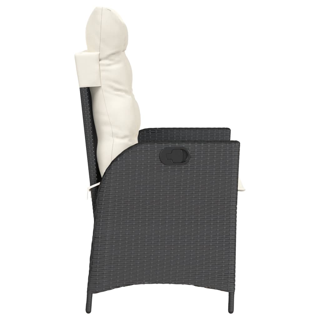 Tuinstoel verstelbaar met kussens poly rattan zwart is nu te koop bij PeponiXL, paradijselijk wonen!