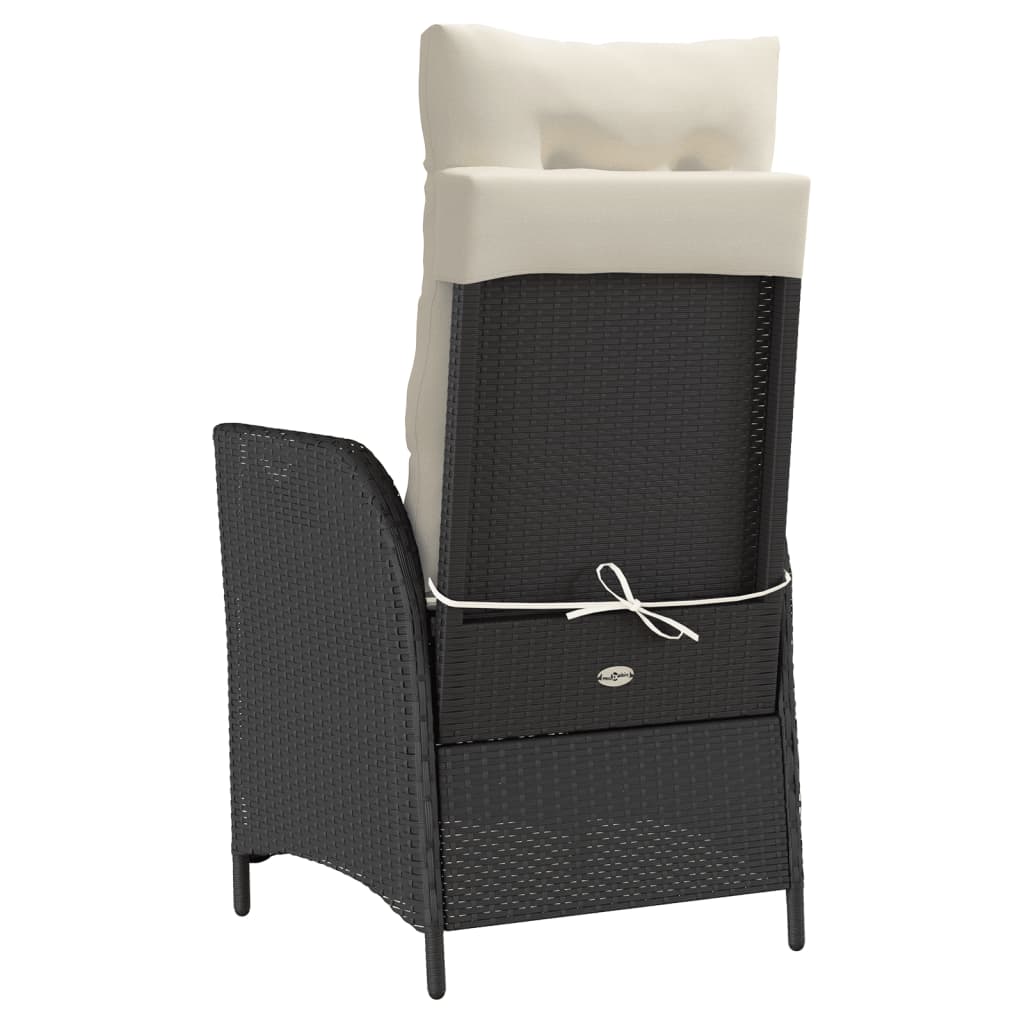 Tuinstoel verstelbaar met kussens poly rattan zwart is nu te koop bij PeponiXL, paradijselijk wonen!