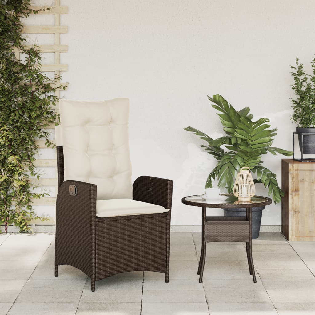 Tuinstoel verstelbaar met kussens poly rattan bruin is nu te koop bij PeponiXL, paradijselijk wonen!