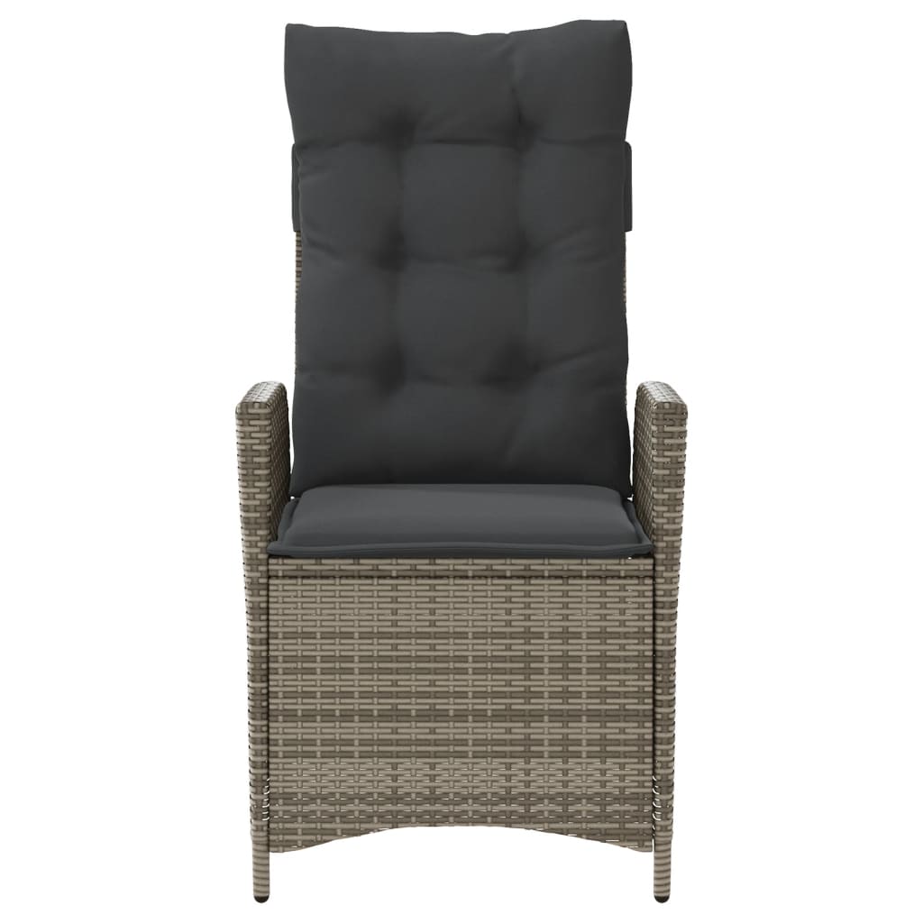 Tuinstoel verstelbaar met kussens poly rattan grijs is nu te koop bij PeponiXL, paradijselijk wonen!