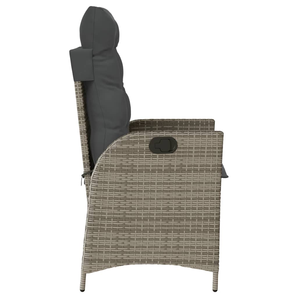 Tuinstoel verstelbaar met kussens poly rattan grijs is nu te koop bij PeponiXL, paradijselijk wonen!