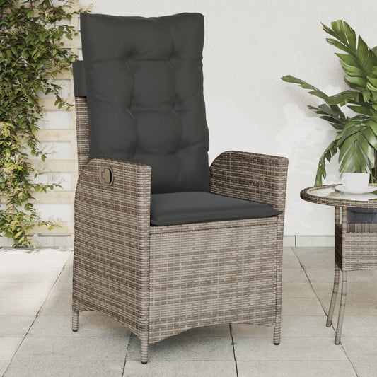 Tuinstoel verstelbaar met kussens poly rattan grijs is nu te koop bij PeponiXL, paradijselijk wonen!