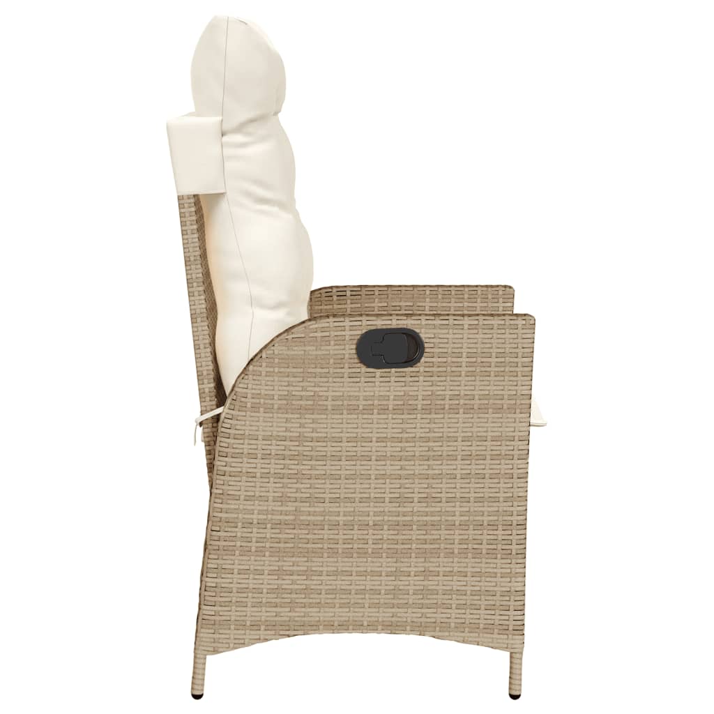 Tuinstoel verstelbaar met kussens poly rattan beige is nu te koop bij PeponiXL, paradijselijk wonen!